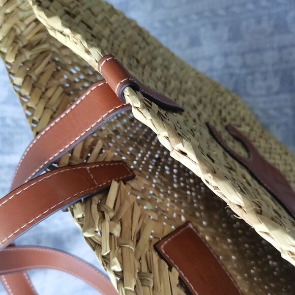 Celine Palm Leaf And Calfskin Tote - Picture 6 of 9